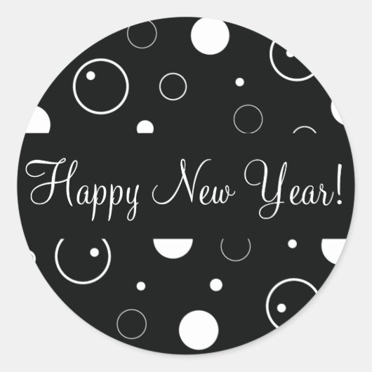 Happy New Year Bubbles Envelope Sticker Siegel (Vorderseite)