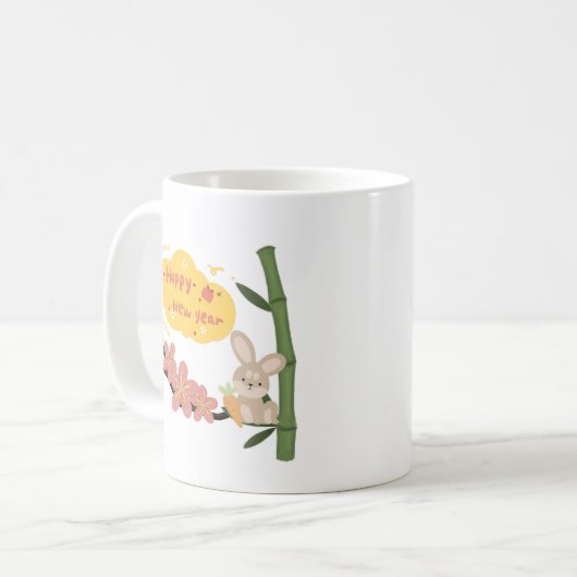 Happy New Year Bunny Kaffeetasse (Vorderseite Links)
