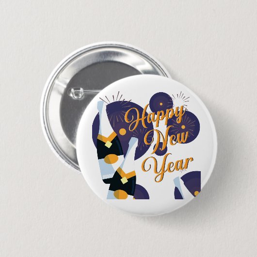 Happy New Year Button (Vorne & Hinten)