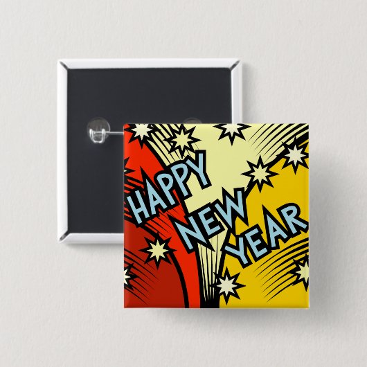Happy New Year Button (Vorne & Hinten)