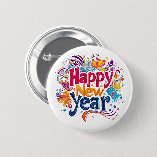 Happy New Year Button (Vorne & Hinten)