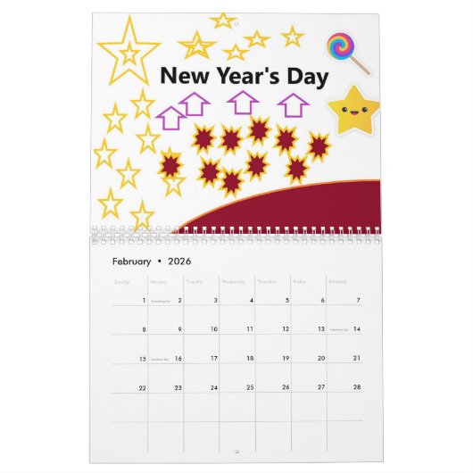 Happy New Year Calendar Kalender (Feb 2026)