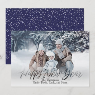 Happy New Year Calligrafy Script Einfach 1 Foto Feiertagskarte