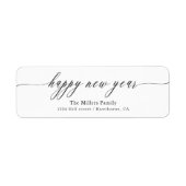Happy New Year Calligraphy Return Address Label (Vorne)