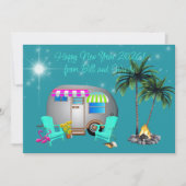 Happy New Year Camping Greeting Card Einladung (Vorderseite)