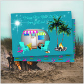 Happy New Year Camping Greeting Card Einladung