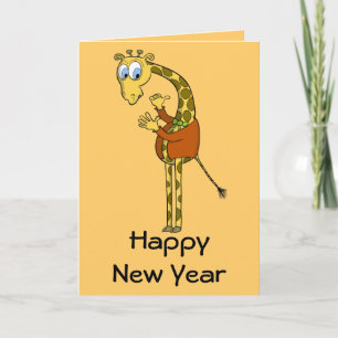 Happy New Year Card "lustige Giraffe" Cartoon Feiertagskarte