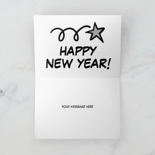 Happy New Year Card mit Shooting Star Karte (Innenseite)