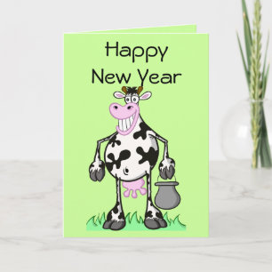 Happy New Year Cards "Cartoon" Kuh Feiertagskarte