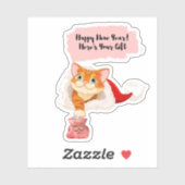 Happy New Year Cat 2023 Custom-Cut Vinyl Sticker (Blatt)