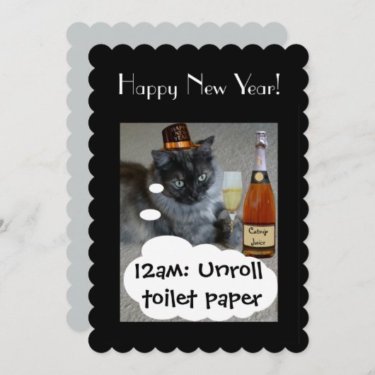 Happy New Year (cat) Einladung von RoseWrites (Vorne/Hinten)