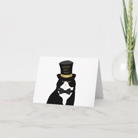 Happy New Year Cat Greeting Card Karte (Vorderseite)