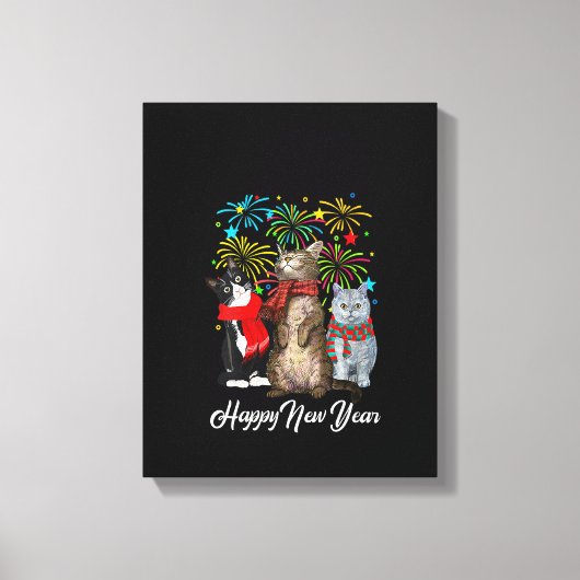 Happy New Year Cat Happy Meow Year 2023 Kit Leinwanddruck (Vorderseite)