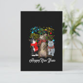 Happy New Year Cat Happy Meow Year 2023 Kit RSVP Karte (Stehend Vorderseite)