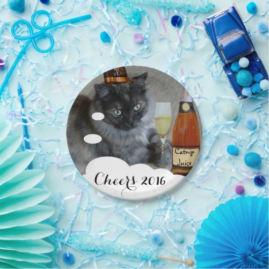 Happy New Year (cat) Paper Tellers von RoseWrites Pappteller (Party)