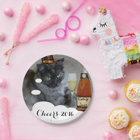 Happy New Year (cat) Paper Tellers von RoseWrites Pappteller (Party)