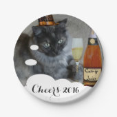 Happy New Year (cat) Paper Tellers von RoseWrites Pappteller (Vorderseite)