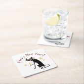 Happy New Year Cat with Champagne Rechteckiger Pappuntersetzer (Vor Ort)