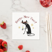 Happy New Year Cat with Champagne Serviette (Beispiel)