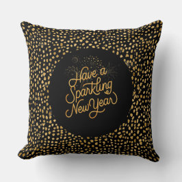 Happy New Year Celebrate,Gold Pixels Pattern Kissen