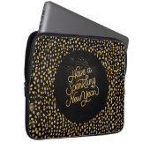 Happy New Year Celebrate,Gold Pixels Pattern Laptopschutzhülle (Vorne Rechts)