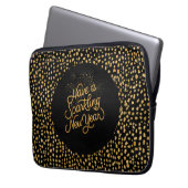 Happy New Year Celebrate,Gold Pixels Pattern Laptopschutzhülle (Vorderseite Links)