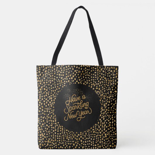 Happy New Year Celebrate,Gold Pixels Pattern Tasche (Vorderseite)