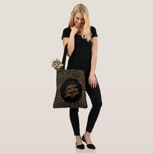Happy New Year Celebrate,Gold Pixels Pattern Tasche (Am Model)