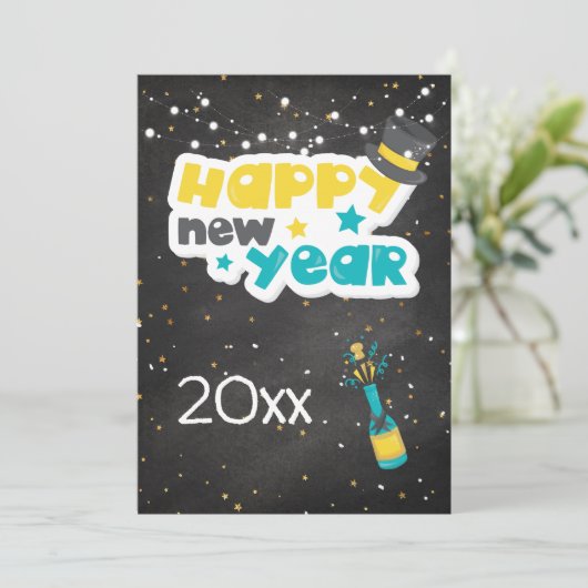 Happy New Year Celebration Custom Year Einladung (Stehend Vorderseite)