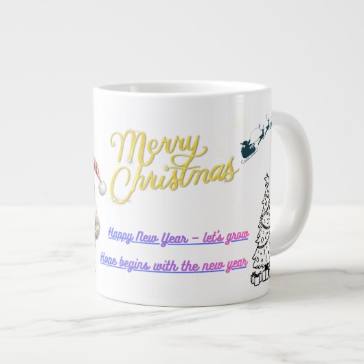 Happy New Year Celebration Mug Jumbo-Tasse (Vorderseite Rechts)