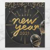 Happy New Year Celebration Party Weinetikett (Einzelnes Label)