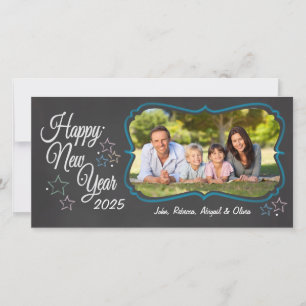 Happy New Year Chalkboard Style Foto Card Feiertagskarte