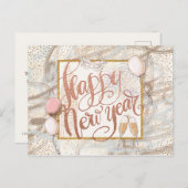 Happy New Year Champagne, Ballons, Confetti Postkarte (Vorne/Hinten)