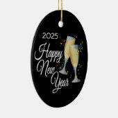 Happy New Year Champagne Brillen Keramikornament (Rechts)