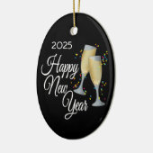 Happy New Year Champagne Brillen Keramikornament (Links)