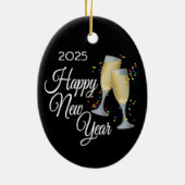 Happy New Year Champagne Brillen Keramikornament (Hinten)