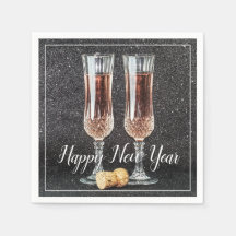 Happy New Year Champagne Brillen Paper Napkin
