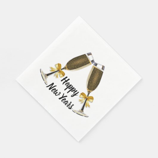 Happy New Year Champagne Brillen Serviette (Ecke)