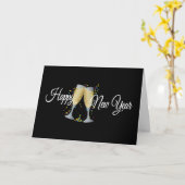 Happy New Year Champagne & Confetti New Year Cards Karte (Gelbe Blume)