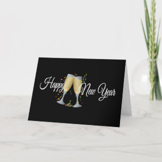 Happy New Year Champagne & Confetti New Year Cards Karte