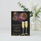 Happy New Year - Champagne Feiertagspostkarte (Stehend Vorderseite)