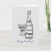 Happy New Year Champagne Flasche Gruß Karte (Vorderseite)