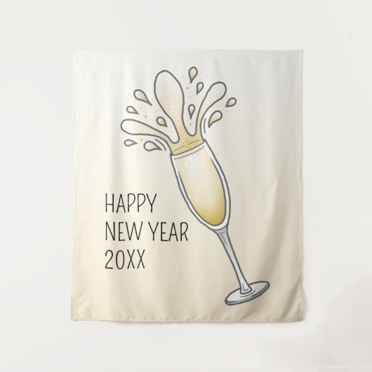 Happy New Year Champagne Glass Wandteppich (Vorderseite)
