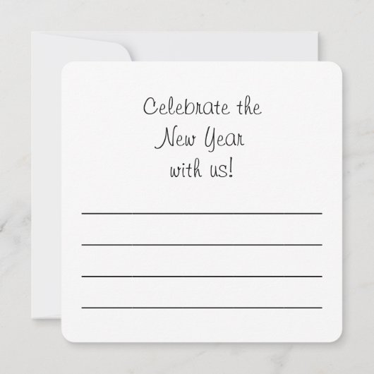 Happy New Year - Champagne Glasses and Clock Einladung (Rückseite)