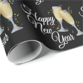 Happy New Year Champagne Glasses & Confetti Geschenkpapier (Rolleneckpunkt)