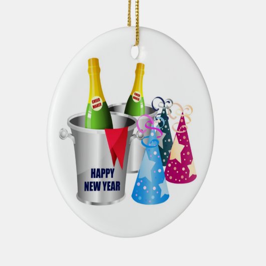 Happy New Year Champagne Keramik Ornament (Rechts)
