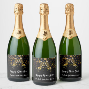 Happy New Year Champagne Label Schaumweinetikett