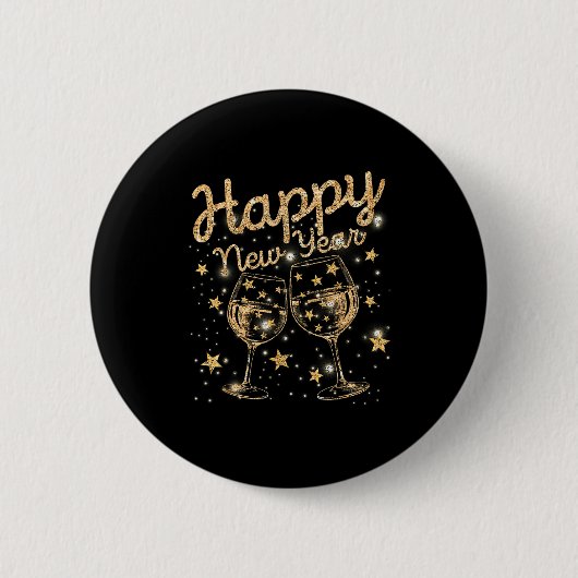 Happy New Year Champagne New Years Men Women Button (Vorderseite)
