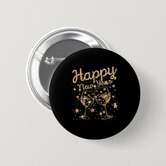 Happy New Year Champagne New Years Men Women Button (Vorne & Hinten)