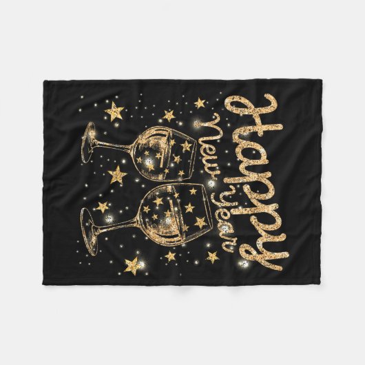 Happy New Year Champagne New Years Men Women Fleecedecke (Vorderseite (Horizontal))